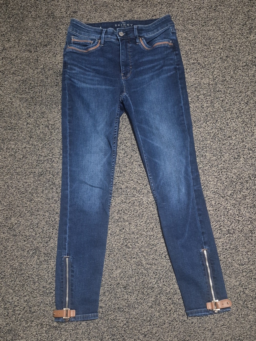 White House Black Market Navy Skinny Jeans with Ankle Zippers
